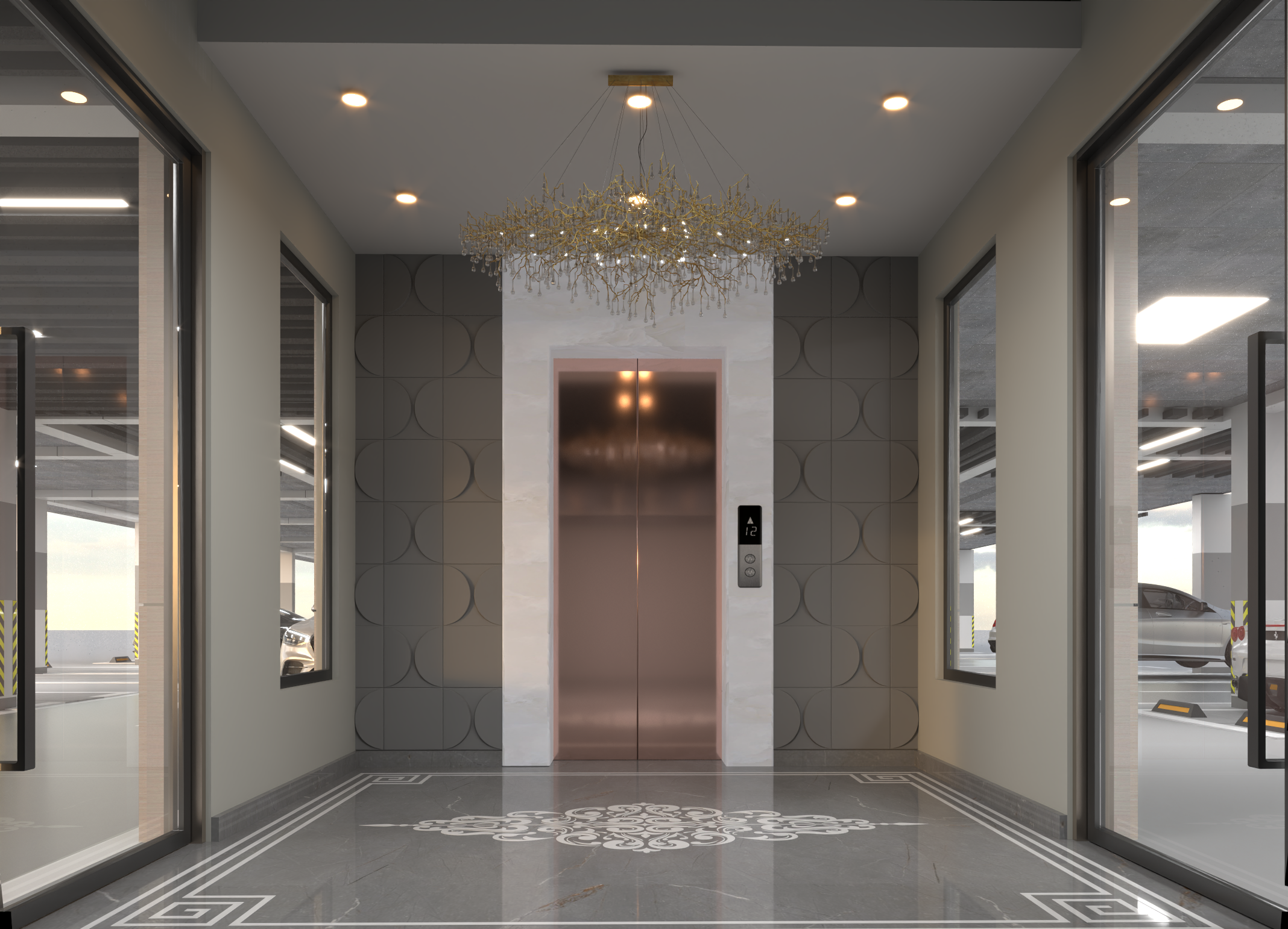 Tathastu interior — lift lobby