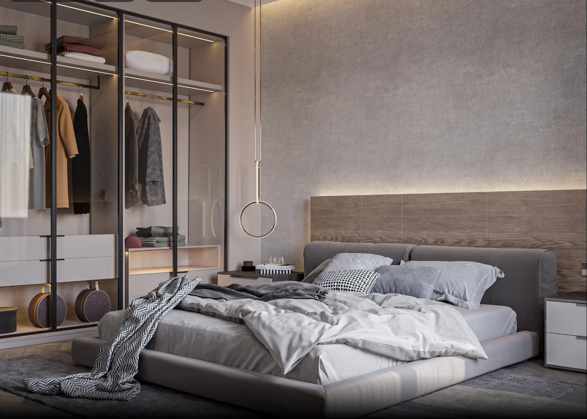 Bedroom with walk-in closet